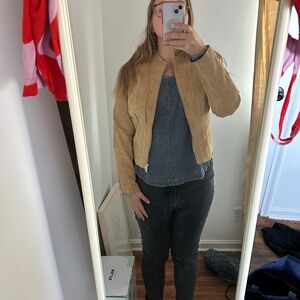 Tan Bomber Jacket for Women
